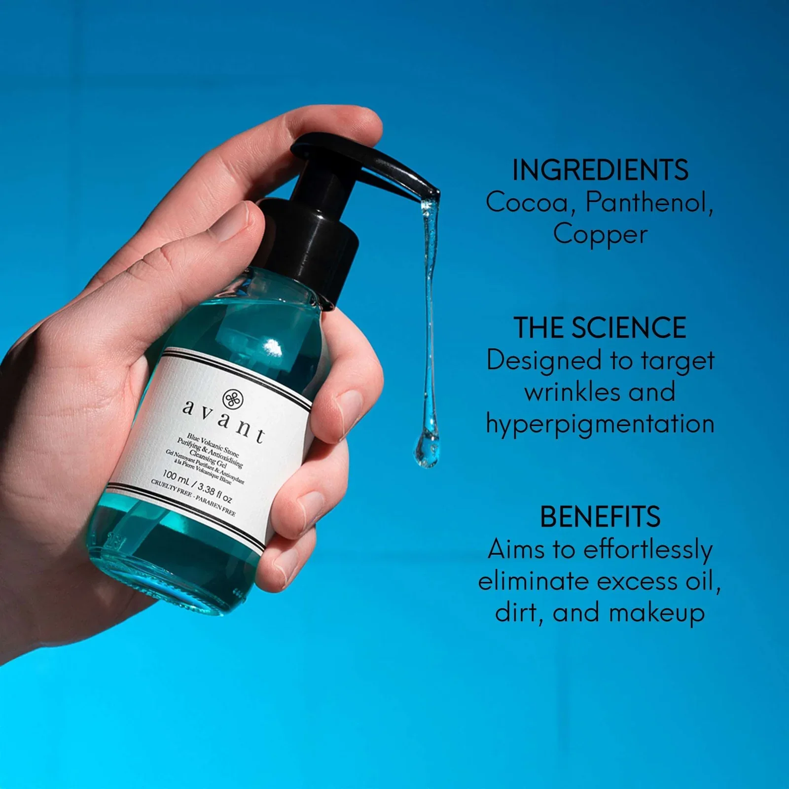 Avant Blue Volcanic Stone Purifying & Antioxydising Cleansing Gel - Image 2