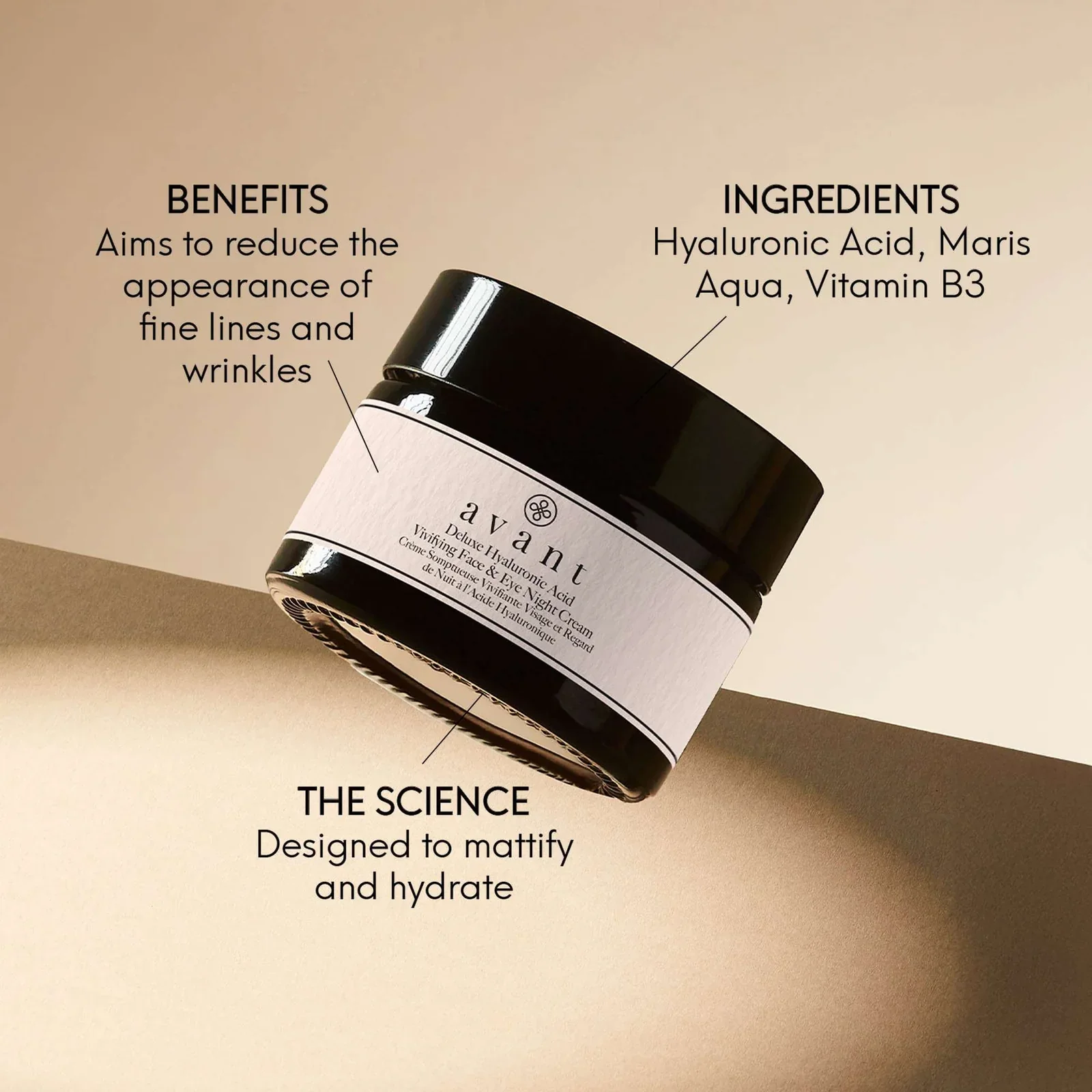 Avant Deluxe Hyaluronic Acid Vivifying Face & Eye Night Cream - Image 3