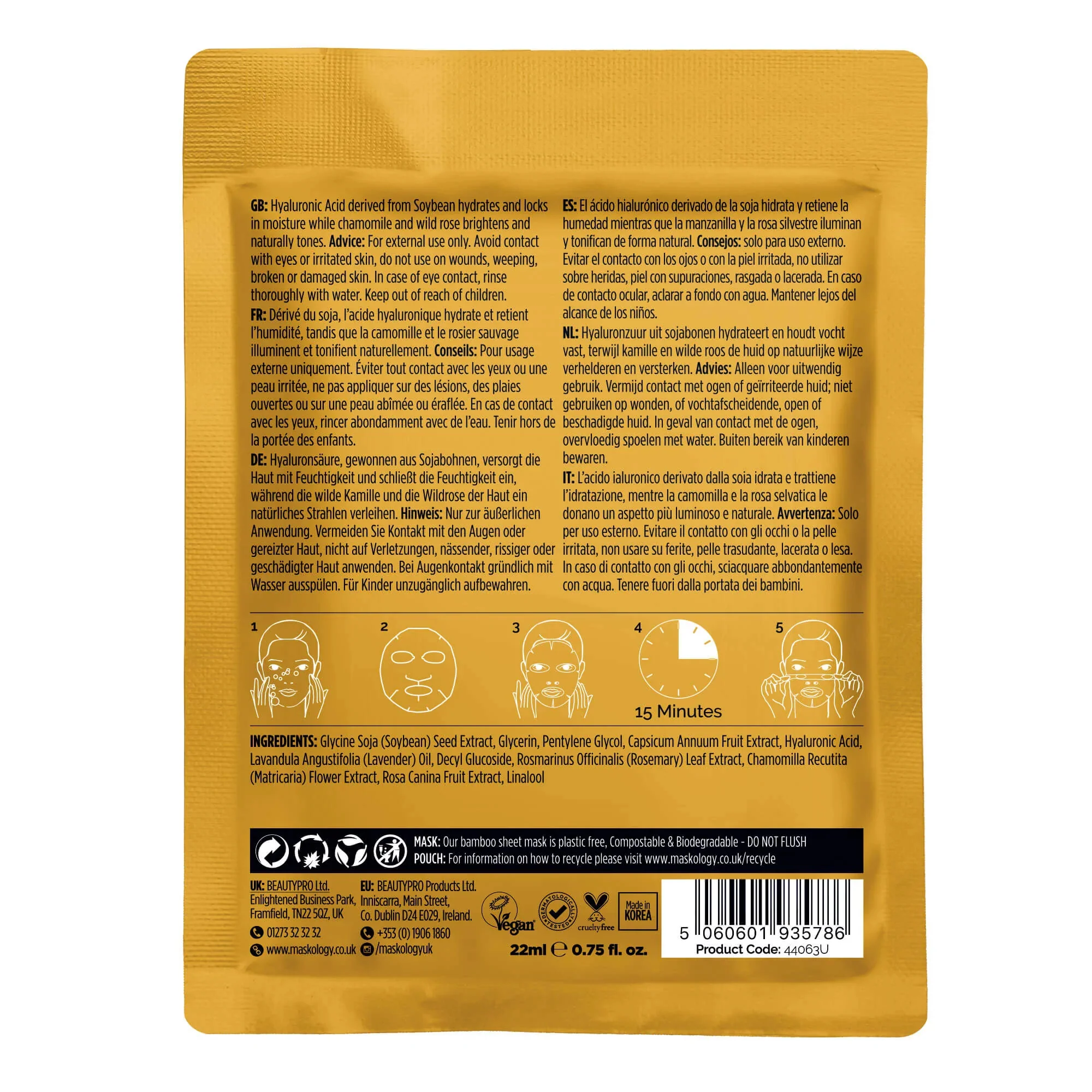 Maskology Hyaluronic Acid - Professional Facial Sheet Mask - Image 3