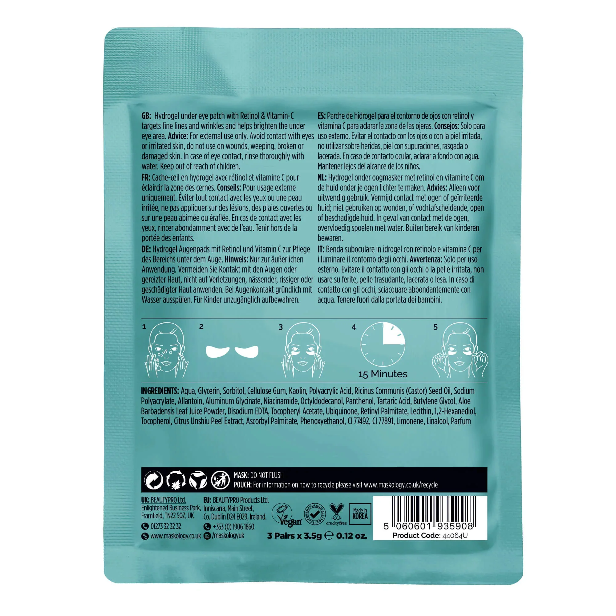 Maskology Retinol + Vitamin C - Professional Under Eye Mask - Image 3