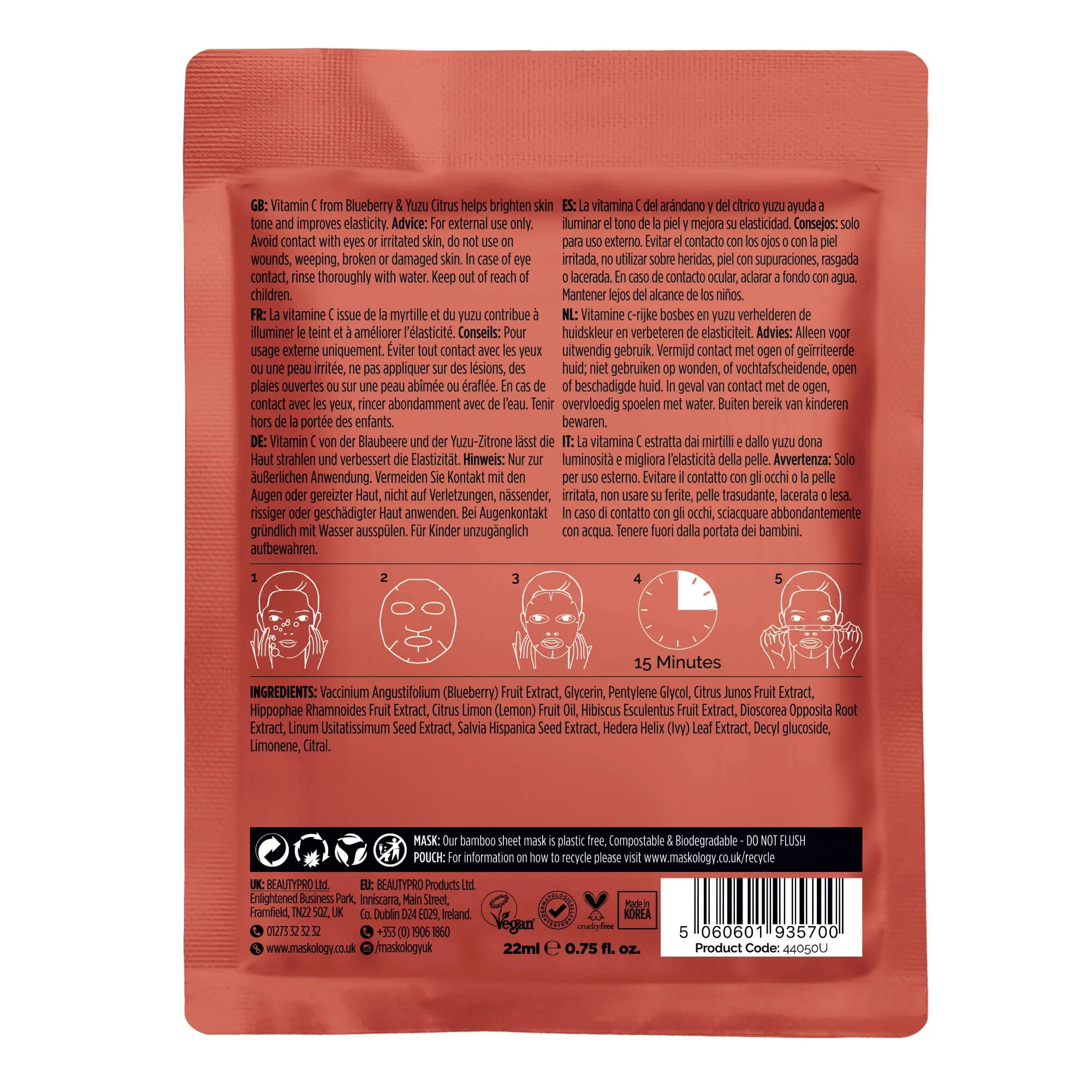 Maskology Vitamin C - Professional Facial Sheet Mask - Image 3